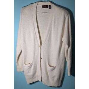 Horthington womens Button Up Sweater Size Small Silk Nylon & Rabbit Hair White